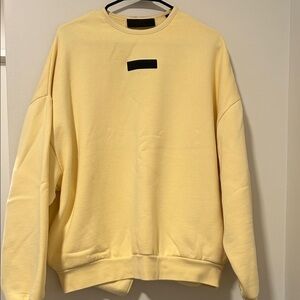 Men’s Fear of God Essentials Canary Yellow Rubber Tag Crewneck Sweater Size M